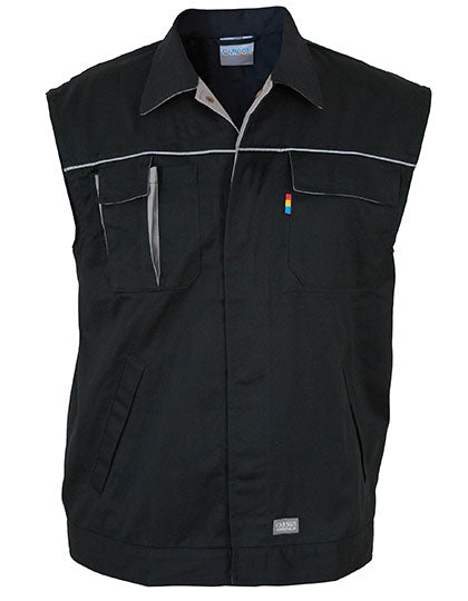 Contrast Work Vest in Black, Größe XXL