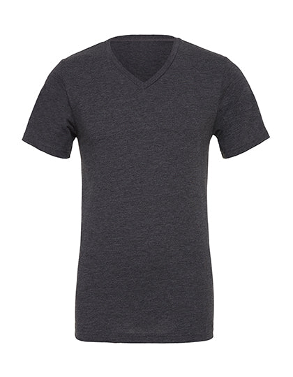 Unisex Heather CVC Short Sleeve V-Neck Tee in Dark Grey Heather, Größe XXL