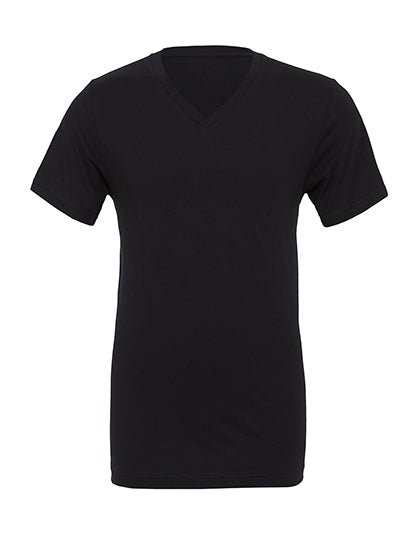 Unisex Jersey Short Sleeve V-Neck Tee in Black, Größe XXL