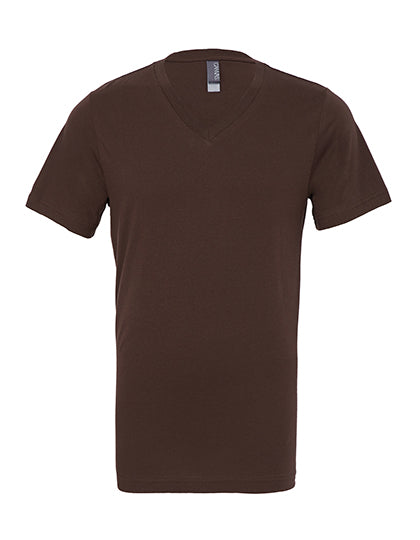 Unisex Jersey Short Sleeve V-Neck Tee in Brown, Größe XXL