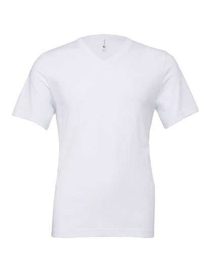 Unisex Jersey Short Sleeve V-Neck Tee in White, Größe XXL