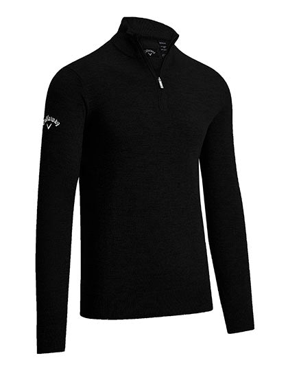 Men´s 1/4 Zipped Merino Sweater in Black Onyx, Größe 3XL