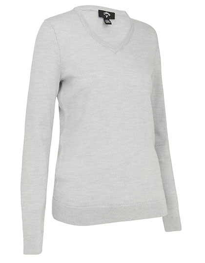 Ladies V-Neck Merino Sweater in Pearl Blue, Größe XXL