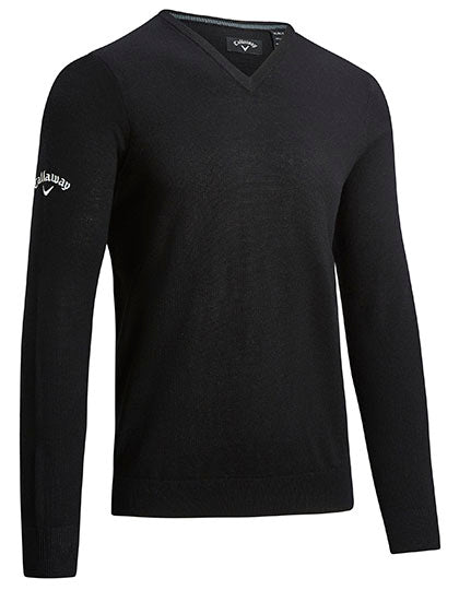 Men´s V-Neck Merino Sweater in Black Onyx, Größe 3XL