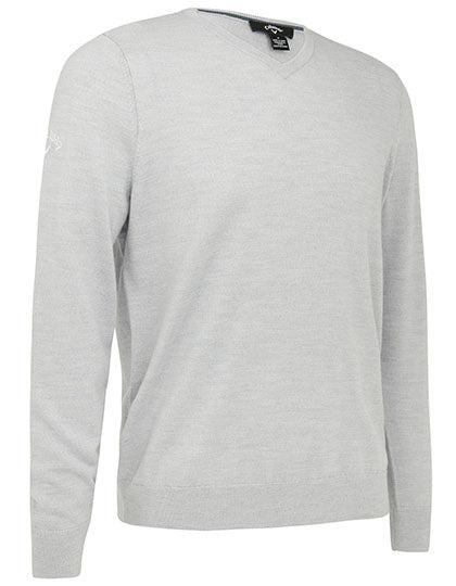 Men´s V-Neck Merino Sweater in Pearl Blue, Größe XXL