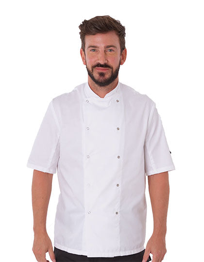 Short Sleeve Snap Stud Fastening Jacket in White, Größe 4XL