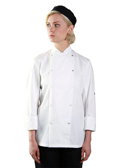 Long Sleeve Snap Stud Fastening Jacket in White, Größe 3XL