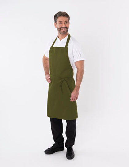 Bib Apron With Adjustable Halter in Olive, Größe 91 x 91 cm