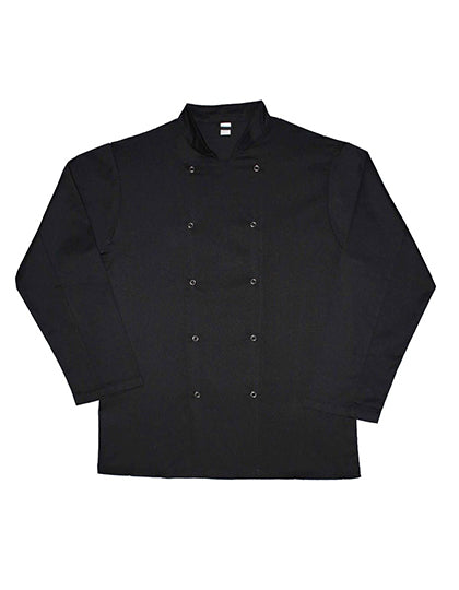 Unisex Long Sleeve Chef Jacket in Black, Größe 4XL