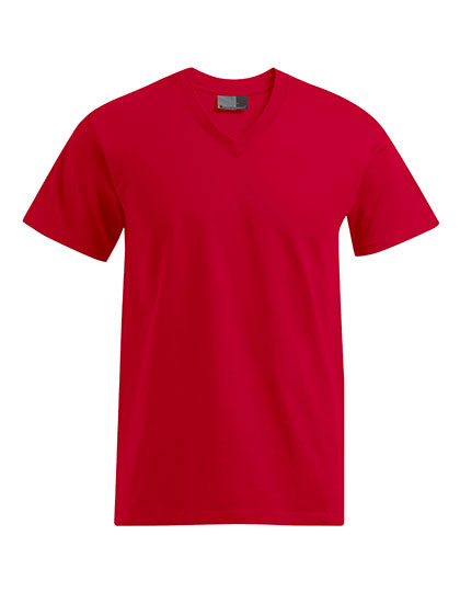 Premium V-Neck-T in Fire Red, Größe 5XL