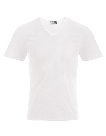 Men´s Slim Fit V-Neck-T in White, Größe 5XL