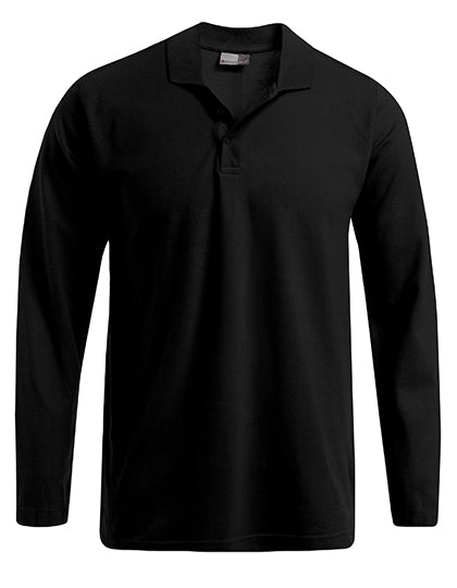 Men´s Heavy Polo Long Sleeve in Black, Größe 5XL