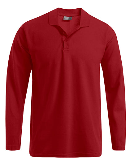 Men´s Heavy Polo Long Sleeve in Fire Red, Größe 5XL