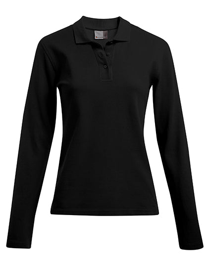 Women´s Heavy Polo Long Sleeve in Black, Größe 3XL