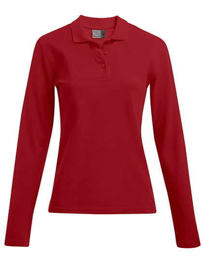 Women´s Heavy Polo Long Sleeve in Fire Red, Größe 3XL
