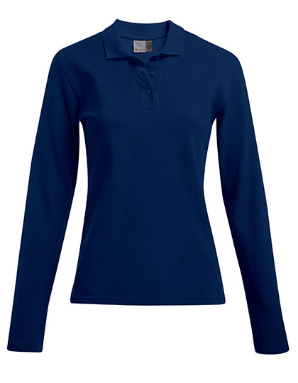 Women´s Heavy Polo Long Sleeve in Navy, Größe 3XL