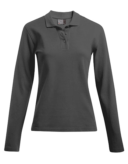 Women´s Heavy Polo Long Sleeve in Steel Gray, Größe 3XL