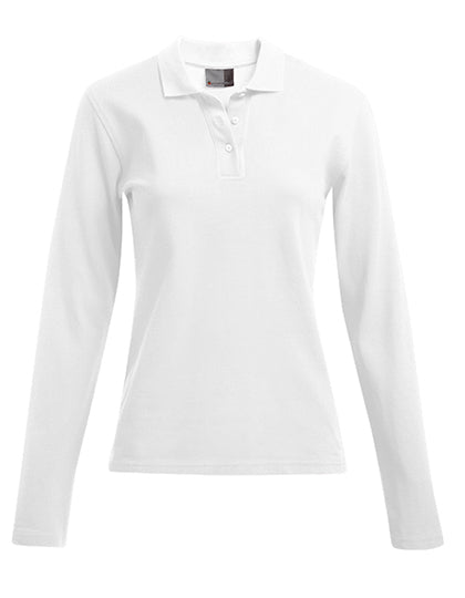 Women´s Heavy Polo Long Sleeve in White, Größe 3XL