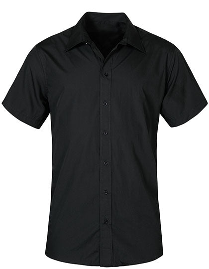 Men´s Poplin Shirt Short Sleeve in Black, Größe 5XL