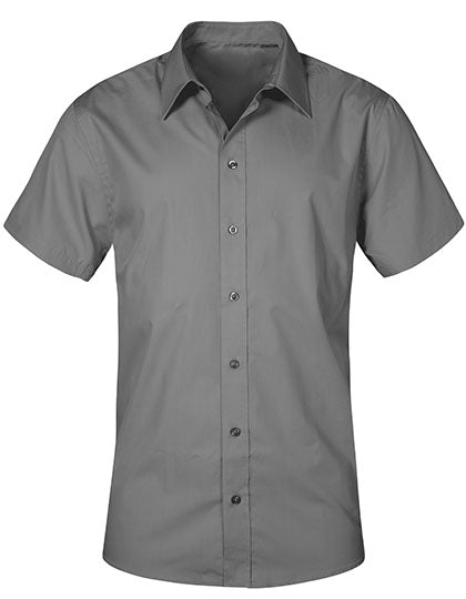 Men´s Poplin Shirt Short Sleeve in Steel Grey (Solid), Größe 5XL