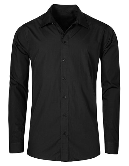 Men´s Poplin Shirt Long Sleeve in Black, Größe 5XL