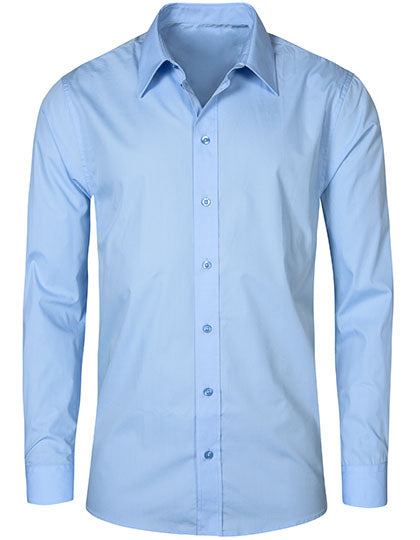 Men´s Poplin Shirt Long Sleeve in Light Blue, Größe 5XL