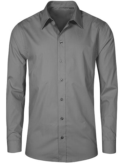 Men´s Poplin Shirt Long Sleeve in Steel Grey (Solid), Größe 5XL