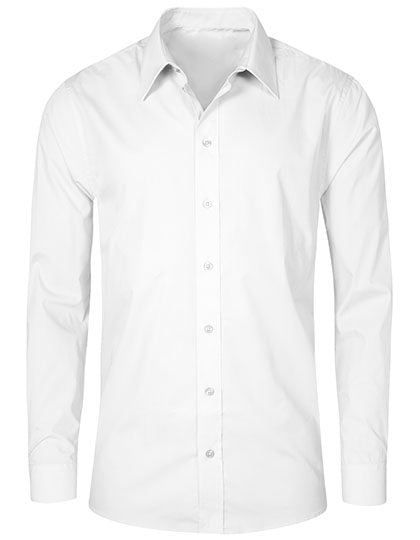 Men´s Poplin Shirt Long Sleeve in White, Größe 5XL