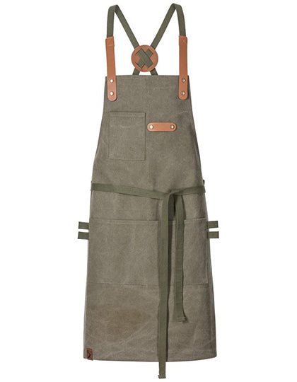 Latzschürze Canvas mit Zier-Label in Olive, Größe 80 x 70 cm