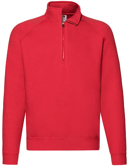Premium Zip Neck Raglan Sweat in Red, Größe XXL