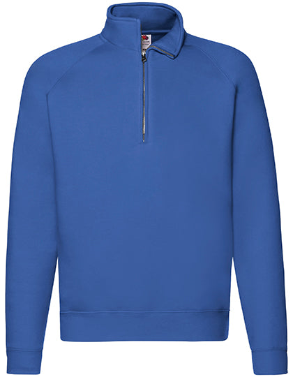 Premium Zip Neck Raglan Sweat in Royal Blue, Größe XXL
