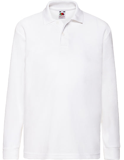 Kids´ Long Sleeve 65/35 Polo in White, Größe 164