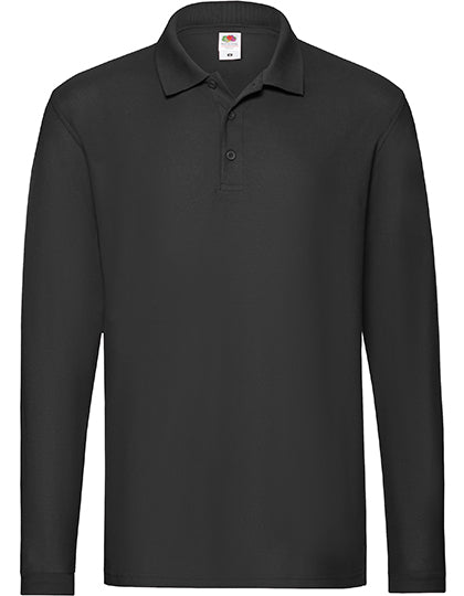 Premium Long Sleeve Polo in Black, Größe 3XL