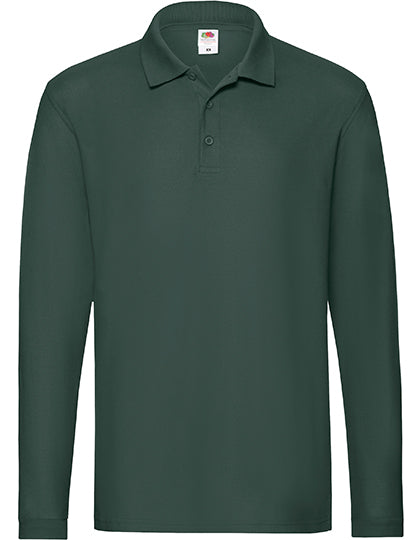 Premium Long Sleeve Polo in Forest Green, Größe 3XL