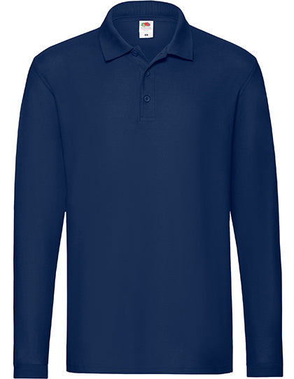 Premium Long Sleeve Polo in Navy, Größe 3XL