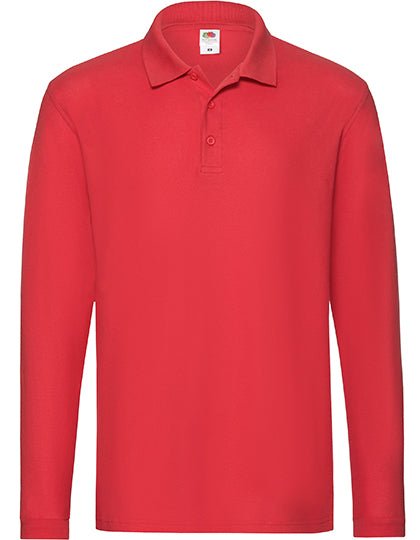 Premium Long Sleeve Polo in Red, Größe 3XL