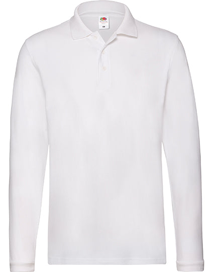 Premium Long Sleeve Polo in White, Größe 3XL