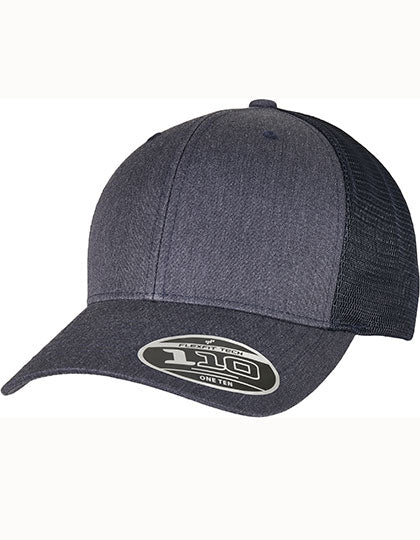 110 Flexfit Melange Trucker Cap in Heather Navy, Größe One Size