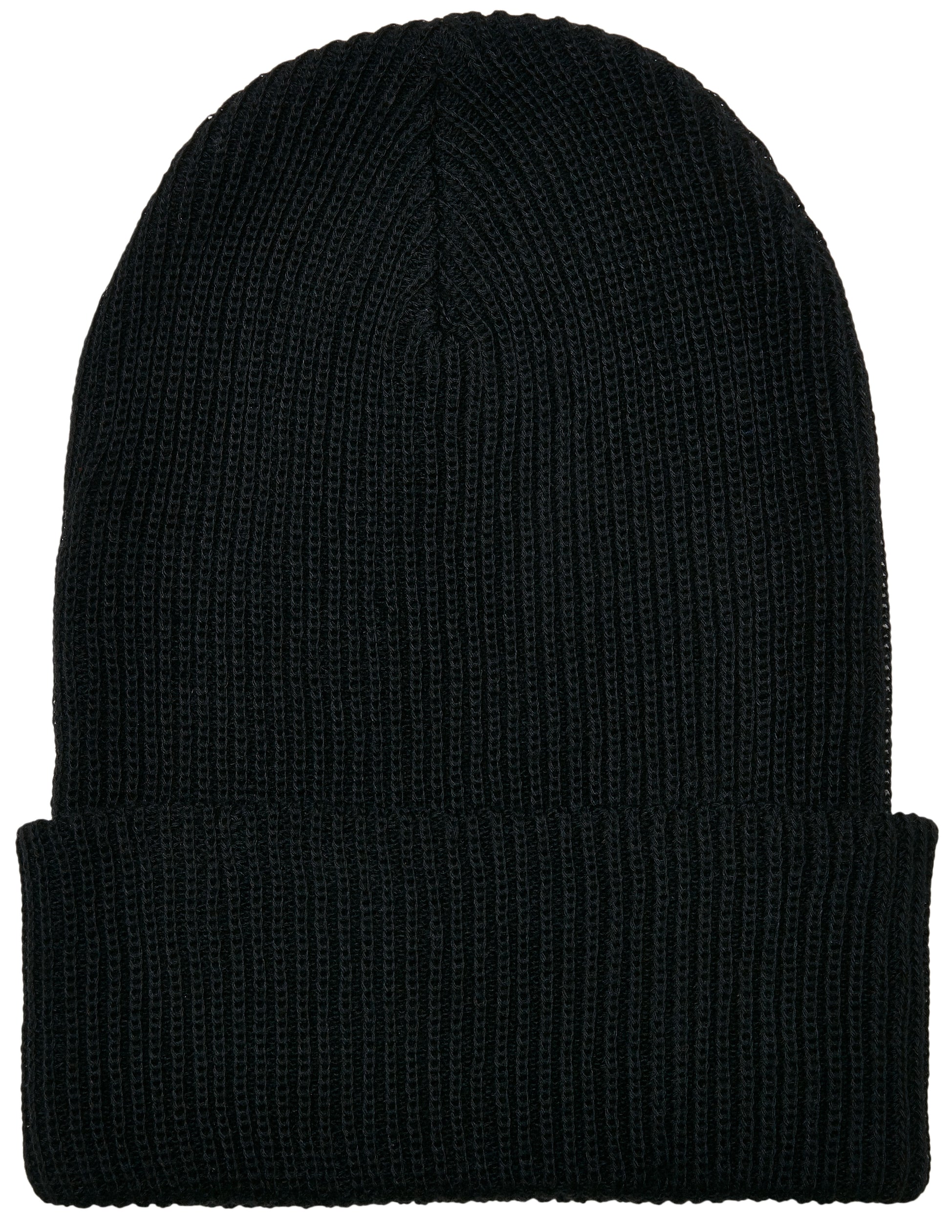 Recycled Yarn Ribbed Knit Beanie in Black, Größe One Size