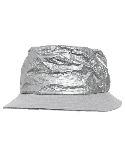 Crinkled Paper Bucket Hat in Silver, Größe One Size