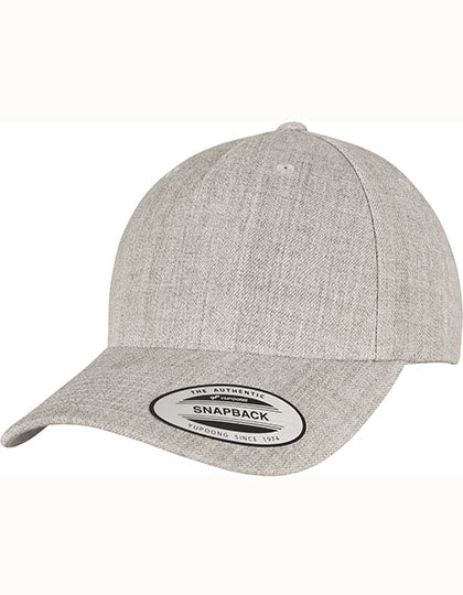 YP Classics 5-Panel Premium Curved Visor Snapback Cap in Heather Grey, Größe One Size