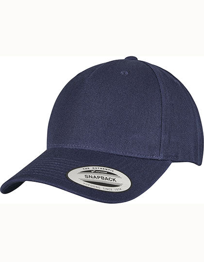 YP Classics 5-Panel Premium Curved Visor Snapback Cap in Navy, Größe One Size