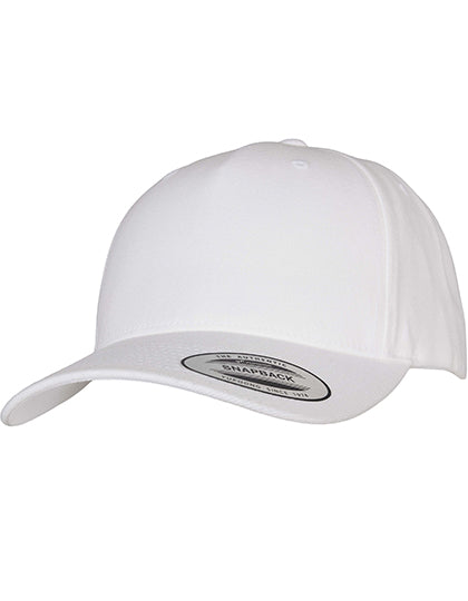 YP Classics 5-Panel Premium Curved Visor Snapback Cap in White, Größe One Size