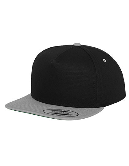 Classic 5 Panel Snapback Cap in Black, Größe One Size