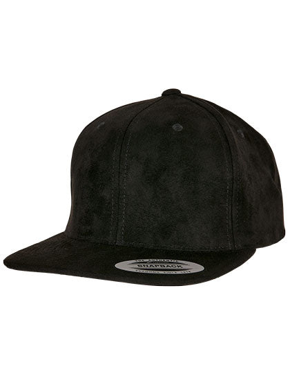 Suede Leather Snapback in Black, Größe One Size