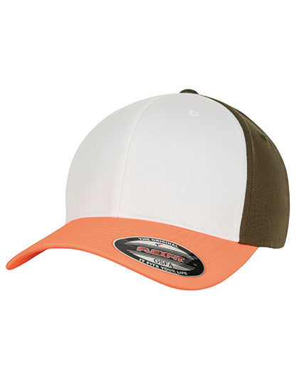 3-Tone Flexfit Cap in Neon Orange, Größe L/XL