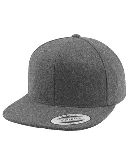 Melton Wool Snapback Cap in Dark Grey, Größe One Size
