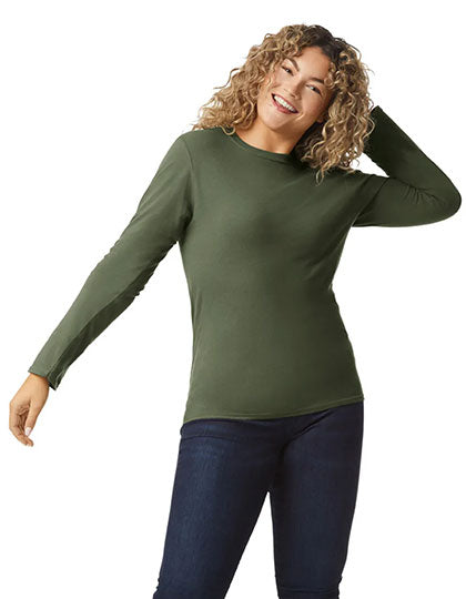 Softstyle® Adult Long Sleeve T-Shirt in Military Green, Größe 3XL