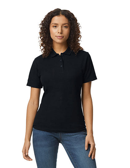 Softstyle® Women´s Piqué Polo in Black, Größe XXL