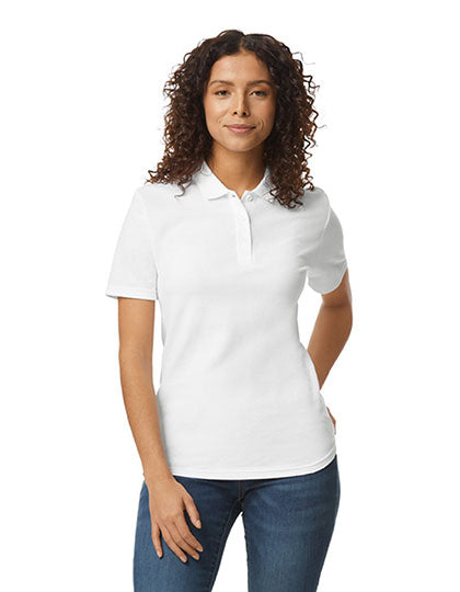 Softstyle® Women´s Piqué Polo in White, Größe XXL